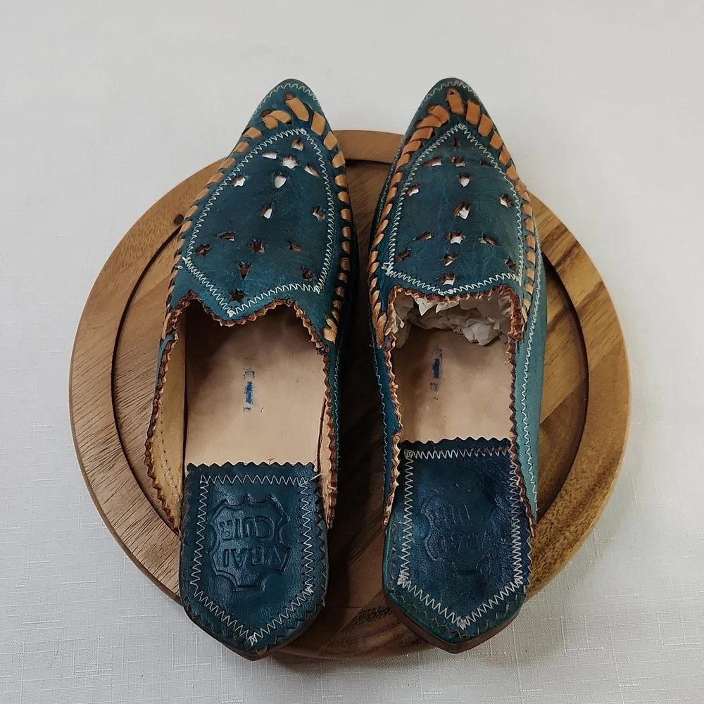 Vrai Cuir leather handmade pointy mules. Size 7 - Picture 3 of 7